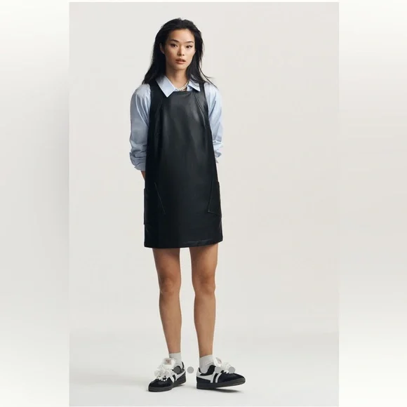 Anthropologie NWT Maeve Sleeveless Faux-Leather Mini Shift Dress size S. - Picture 5 of 16